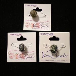 Handmade Clay Beads Tea Leaf, Midnight Mist and Black Lace set of 3